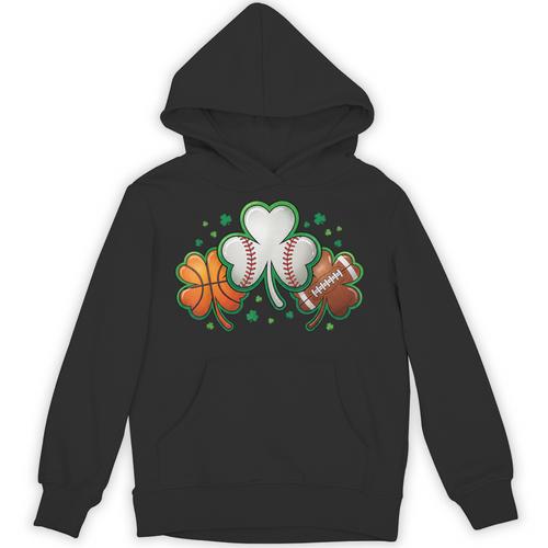 St Patricks Day Shamrock Sports Baseball Basketball Football Unisex Hoodie - Sportilla