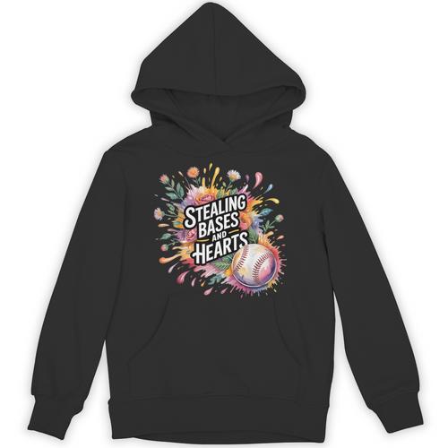 Stealing Bases And Hearts Baseball Puns Sports Unisex Hoodie - Sportilla