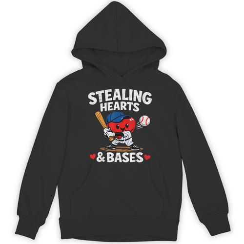 Stealing Hearts & Bases Valentine’s Day Baseball Love Unisex Hoodie - Sportilla