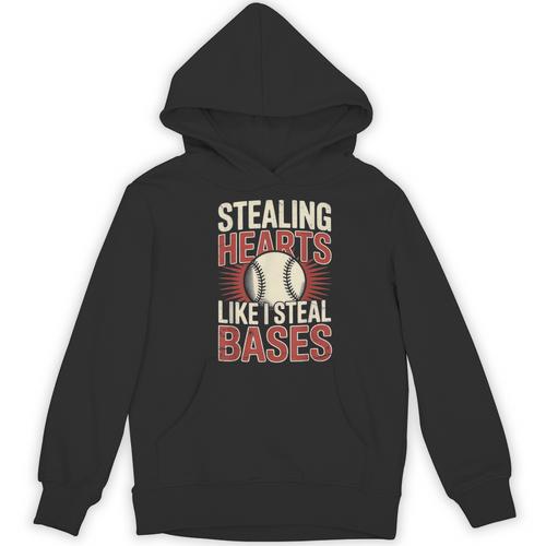 Stealing Hearts Like I Steal Bases Baseball Valentine Retro Unisex Hoodie - Sportilla