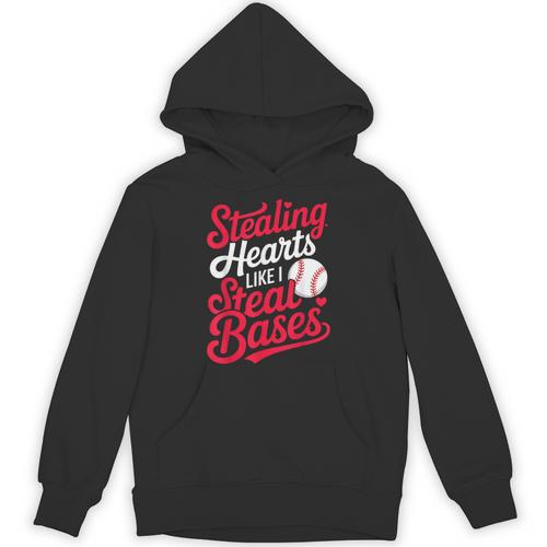 Stealing Hearts Like I Steal Bases Cute Baseball Boys Unisex Hoodie - Sportilla