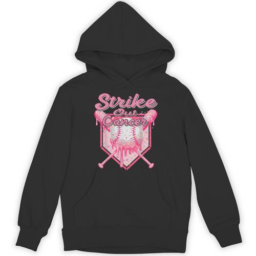 Strike Out Breast Cancer Baseball Drip For Boys Youth Unisex Hoodie - Sportilla