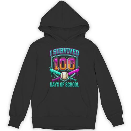 I Survived 100 Days Of School Baseball Drip Unisex Hoodie - Sportilla
