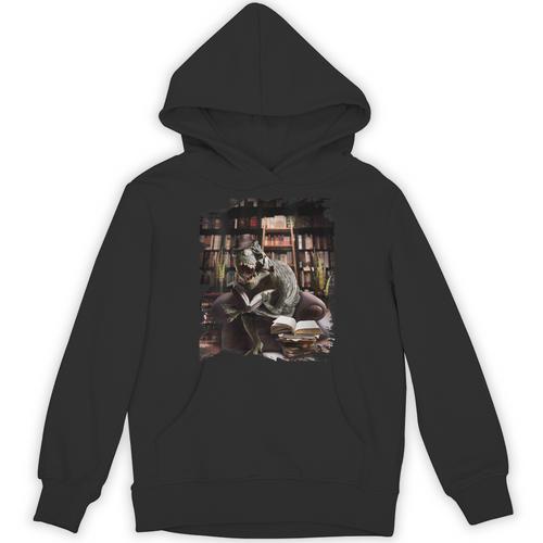 T-Rex Dinosaur Reading Books In Book Library Bookstore Unisex Hoodie - Bookorys UK