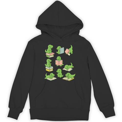 T-Rex Dinosaurs Reading Books Dinosaur Lover Unisex Hoodie - Bookorys