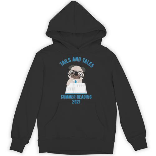 Tails And Tales Summer Reading 2021 Pug Dog Book Lovers Men Women Unisex Hoodie - Bookorys UK