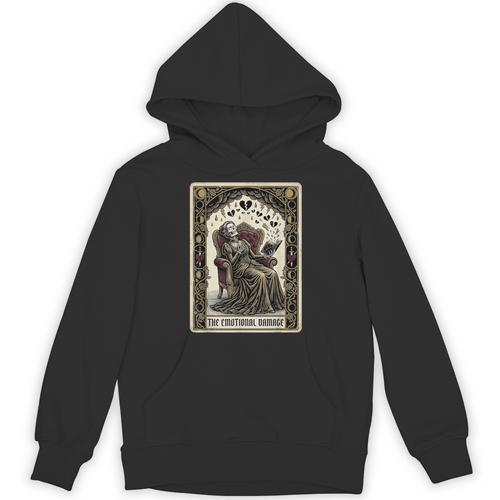 Tarot Card The Emotional Damage Skeleton Romantasy Book Unisex Hoodie - Bookorys AU