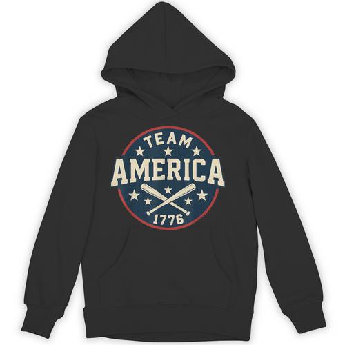 Team America 1776 4th Of July Patriotic Baseball Unisex Hoodie - Sportilla