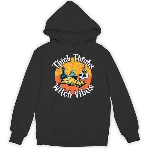 Thick Thighs Witch Vibes Spell Book And Potions Unisex Hoodie - Bookorys