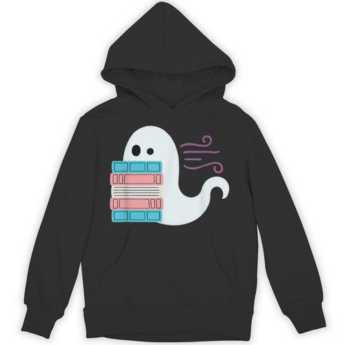 Threadless Grey Sky Chai Trans Book Pride Ghost Graphic Unisex Hoodie - Bookorys