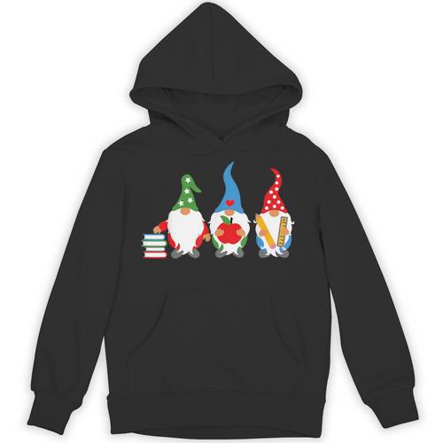 Three Gnomes School Books Pencil Apple Student Teacher For Men Women Girls Kids Unisex Hoodie - Bookorys CA