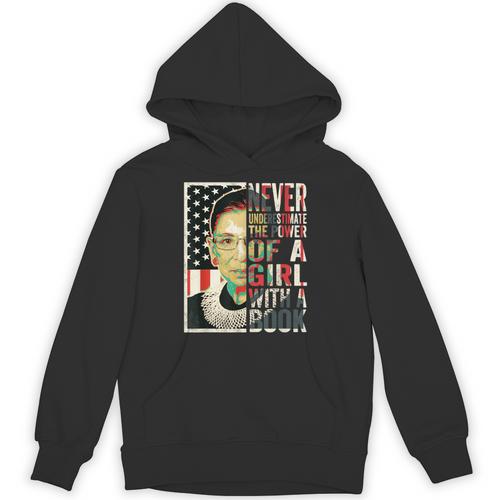 Never Underestimate The Power Of A Girl With A Book T-Shirt Unisex Hoodie - Bookorys AU