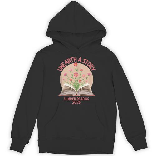 Unearth a Story 2026 Summer Reading Program Flowers Book Unisex Hoodie - Bookorys DE