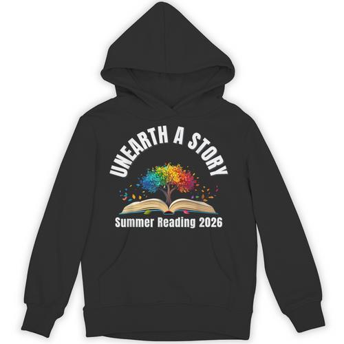 Unearth a Story 2026 Summer Reading Program Tree Book Unisex Hoodie - Bookorys DE