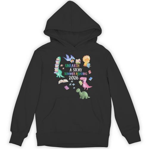 Unearth a Story Dinosaur Book 2026 Summer Reading Program Unisex Hoodie - Bookorys