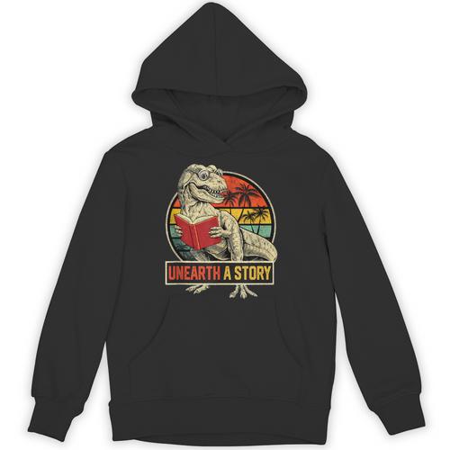 Unearth a Story Dinosaur Reading Book Dino T Rex Summer 2026 Unisex Hoodie - Bookorys