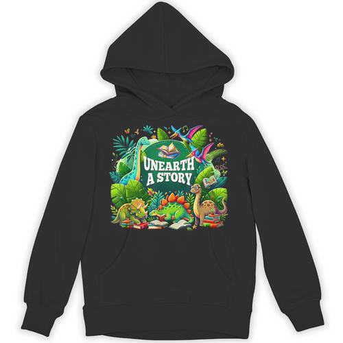 Unearth a Story Library Summer Reading 2026 Dinosaur Book Unisex Hoodie - Bookorys