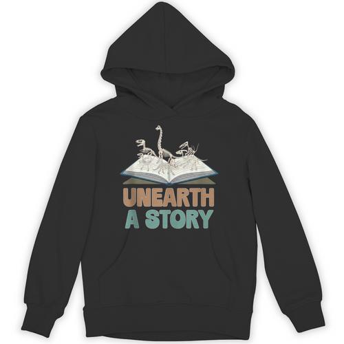Unearth A Story Skeleton Dinosaur Book Summer Reading 2026 Unisex Hoodie - Bookorys CA