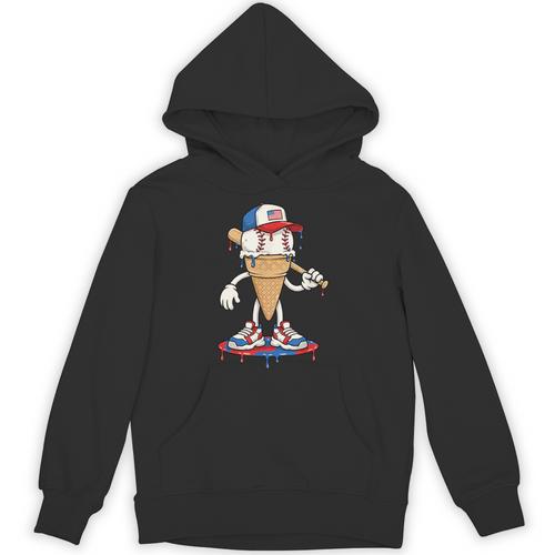USA Patriotic Baseball Ice Cream Cone Freedom Unisex Hoodie - Sportilla