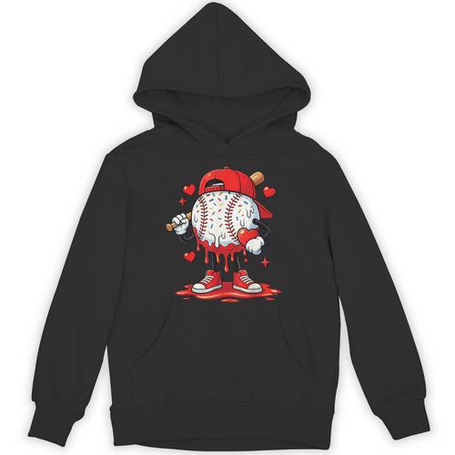 Valentine Baseball Drip Ice Cream Youth Boys Couples Unisex Hoodie - Sportilla