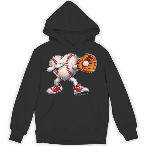 Valentine Baseball Heart Sport Love Valentines Day Boys Kids Unisex Hoodie - Sportilla