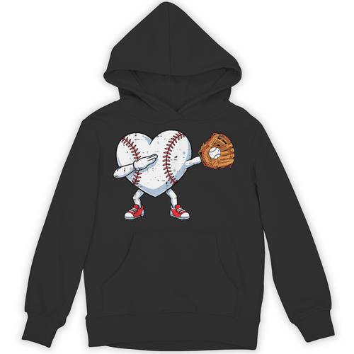 Valentines Day Baseball Ball Heart Dab Boys Kids Men Unisex Hoodie - Sportilla