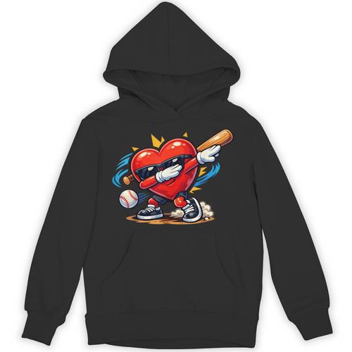 Valentines Day Baseball Dabbing Red Heart Love Boys Unisex Hoodie - Sportilla