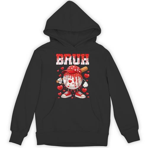 Valentines Day Baseball Drip Boys Bruh Ice Cream Toddler Kid Unisex Hoodie - Sportilla