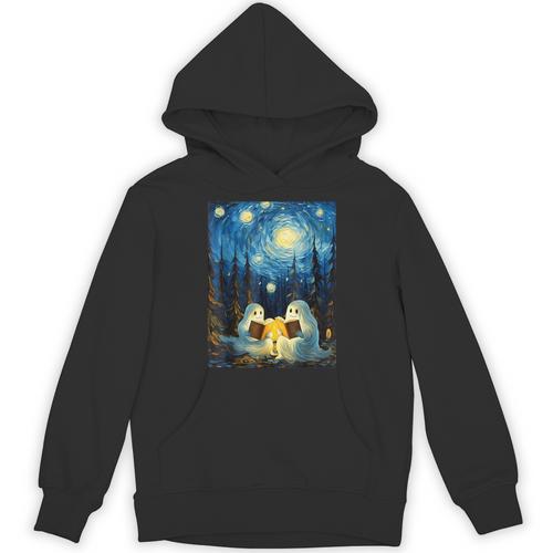 Van Gogh Starry Night Ghost Book Reading Camping Halloween Unisex Hoodie - Bookorys DE