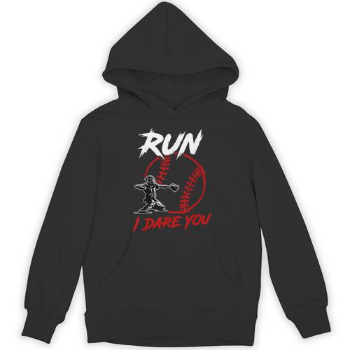 Vintage Baseball Catcher Boys Go Ahead Run I Dare You Unisex Hoodie - Sportilla