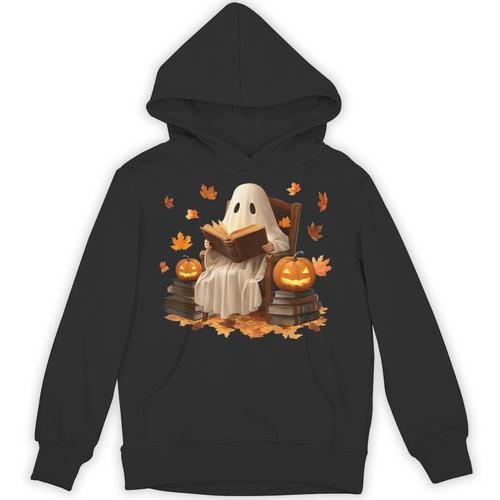 Vintage Ghost Reading Book Pumpkin Halloween Books Lover Unisex Hoodie - Bookorys