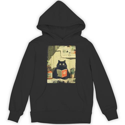 Vintage Japanese Cat Book Lovers Librarian Cat Dad Teacher Unisex Hoodie - Bookorys AU