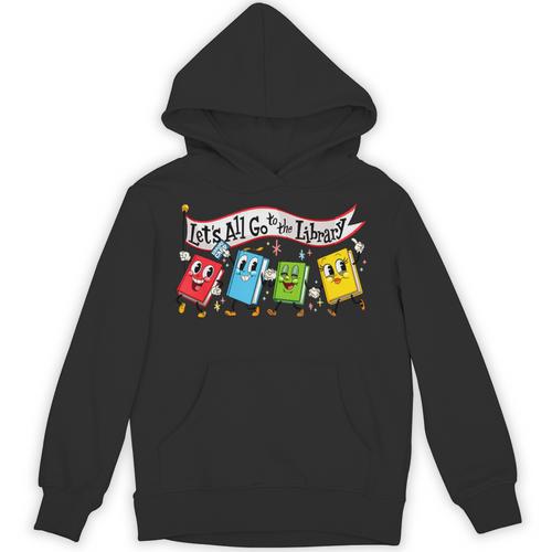 Vintage Let's All Go To The Library Meme Book Reading Unisex Hoodie - Bookorys AU