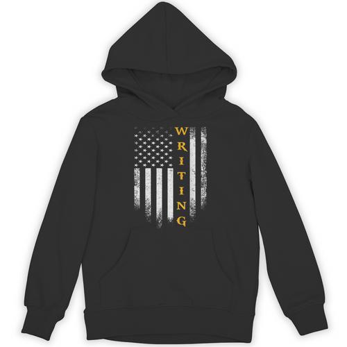 Vintage USA American Flag Writing Book Write Writer Women Kids Men Unisex Hoodie - Bookorys DE