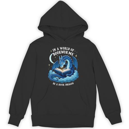 Vintage In A World Of Bookworms Be A Book Dragon Unisex Hoodie - Bookorys UK