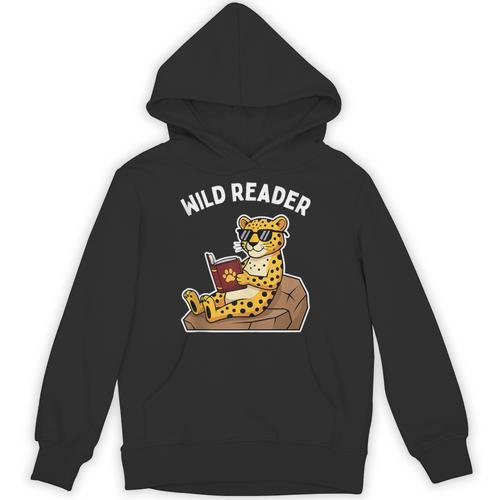 Wild Reader Cool Jaguar With Sunglasses Reading Book Kids Unisex Hoodie - Bookorys CA