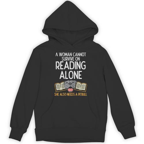 Woman Book Librarian Reading Pitbull Dog Owner Women Unisex Hoodie - Bookorys AU