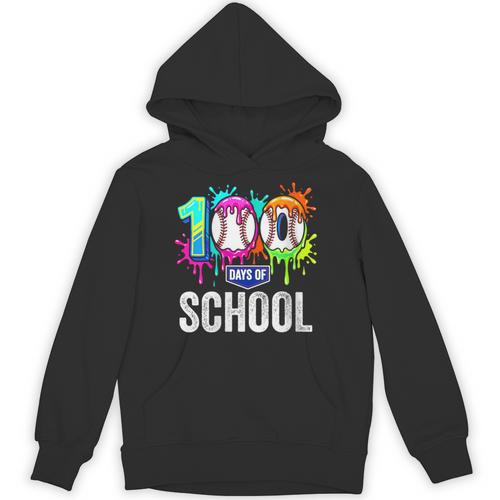Women's 100 Days Of School Dripping Baseball Boys Kids Teacher Unisex Hoodie - Sportilla
