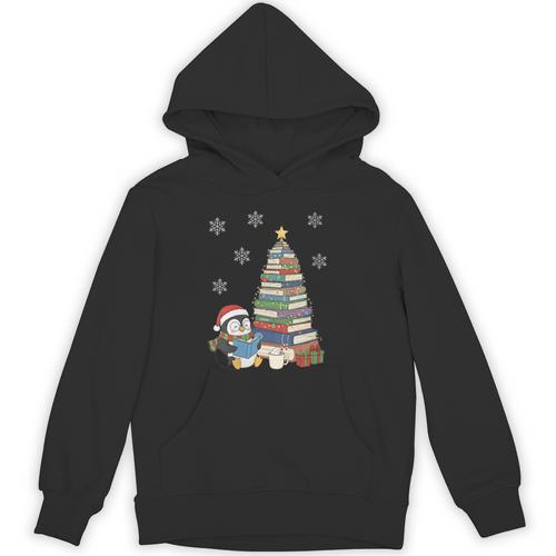 Women's Book Lovers Christmas Tree Reading Penguin Holiday Bookworm Unisex Hoodie - Bookorys CA