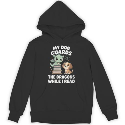 Women's Cute Fantasy Book Reader Apparel Dog Dragon Bookish Magic Unisex Hoodie - Bookorys AU