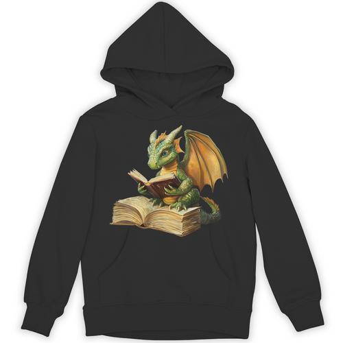 Women's Dragon Bookworm Reading Book Graphic Unisex Hoodie - Bookorys AU