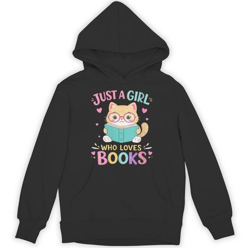 Women's Just A Girl Who Loves Books Reading Read Book Bookworm Unisex Hoodie - Bookorys DE