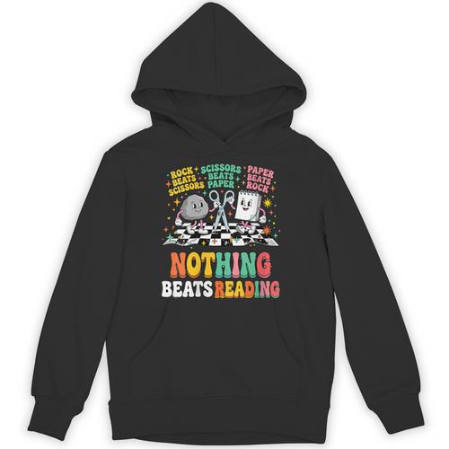 Women's Nothing Beats Reading Rock Paper Scissors Book Love Unisex Hoodie - Bookorys