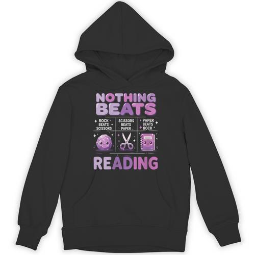 Women's Nothing Beats Reading Rock Paper Scissors Book Lover Unisex Hoodie - Bookorys