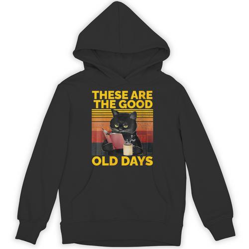 Women's These Are The Good Old Days Cat Reading A Book Unisex Hoodie - Bookorys AU