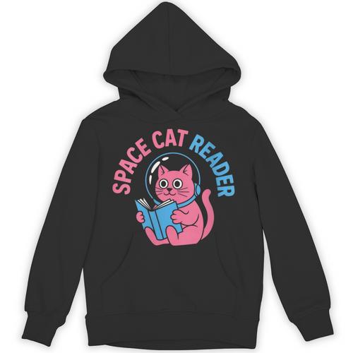 Women's Space CAT Reader Pink Helmet Blue Book Nerd Galaxy Kitty Unisex Hoodie - Bookorys AU