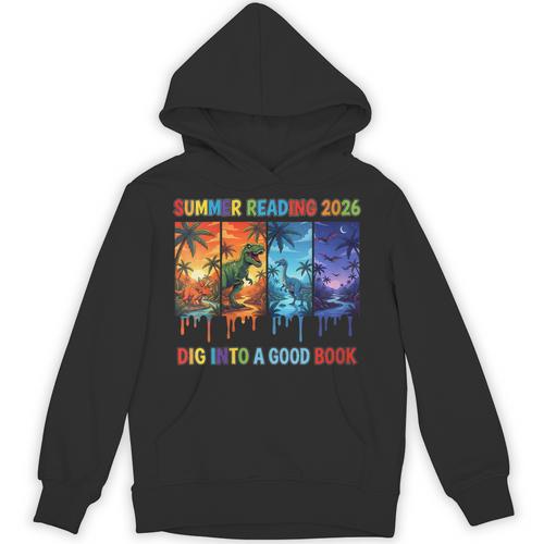 Women's Summer Reading 2026 Unearth A Story Dinosaur Books Unisex Hoodie - Bookorys AU
