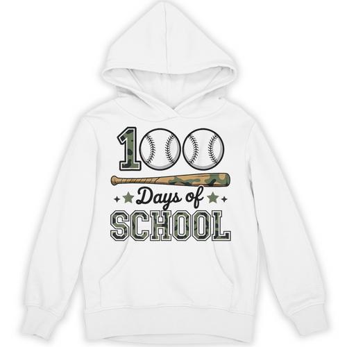 100 Days Of School Baseball Camo Boys School Teacher Unisex Hoodie - Sportilla