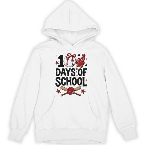 100 Days Of School Coquette Bow Baseball 100th Day Girl Kid Unisex Hoodie - Sportilla