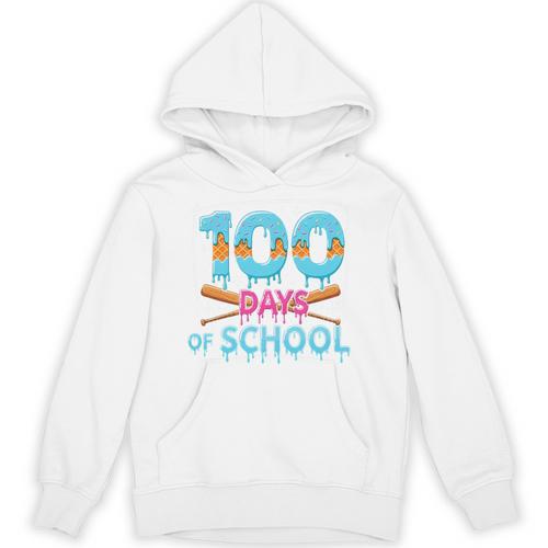 100 Days Of School Drip Ice Cream Baseball For Teacher Kids Premium Tri-Blend Unisex Hoodie - Sportilla